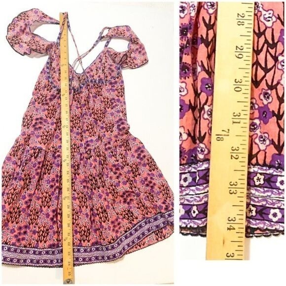 Poupette St Barth dress, Pink Cold Shoulder Criss Cross Back A line Mini dress - Picture 13 of 14